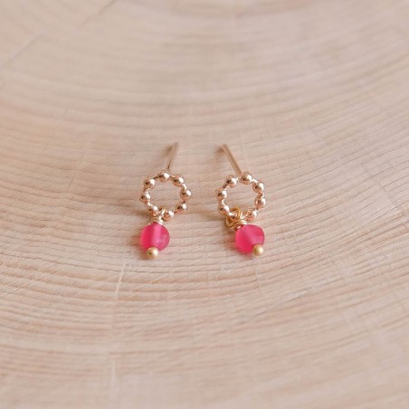 Boucles d'oreilles Rose - Framboise