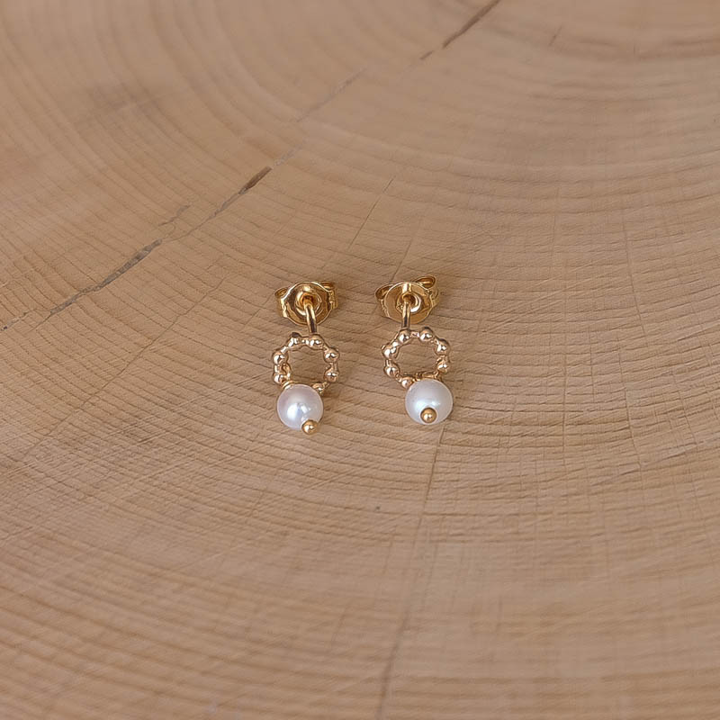 Boucles d'oreilles Rose - Blanc